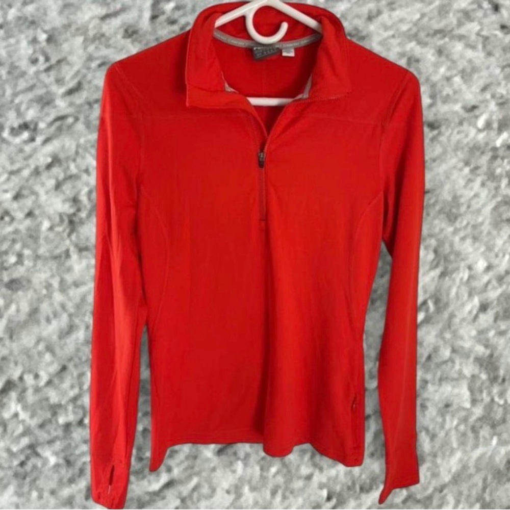 Puma Women's Bright Red Long-Sleeve Quarter Zip Top
